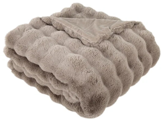 Luxury Taupe Fur Throw Blanket