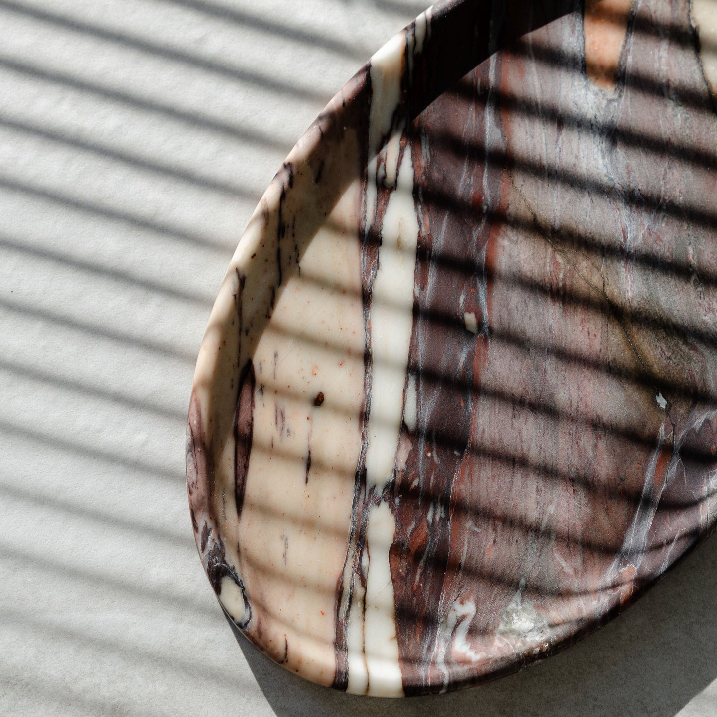Oval Red Calacatta Viola Marble Tray