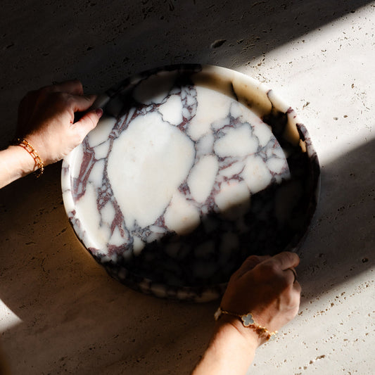 Large Round Calacatta Viola Marble Tray