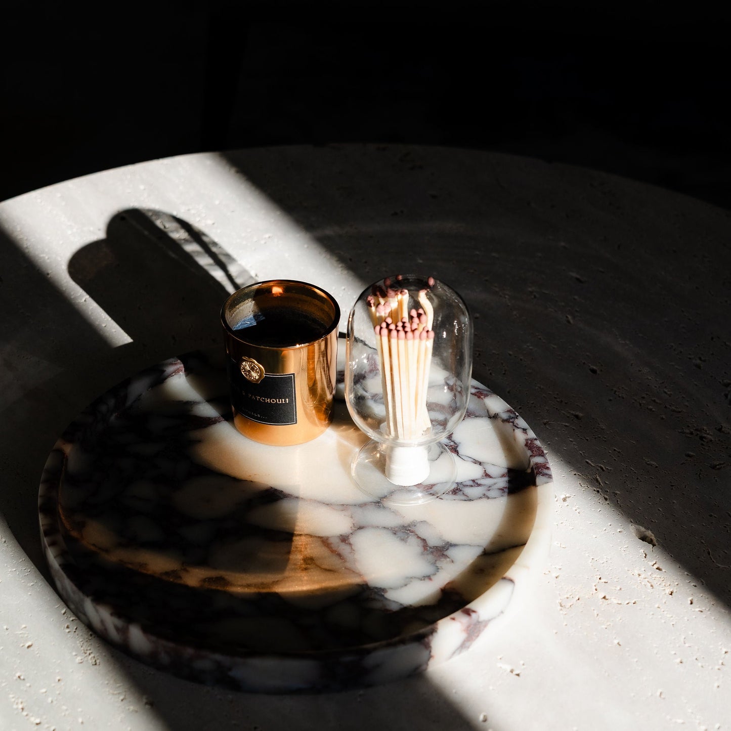 Large Round Calacatta Viola Marble Tray