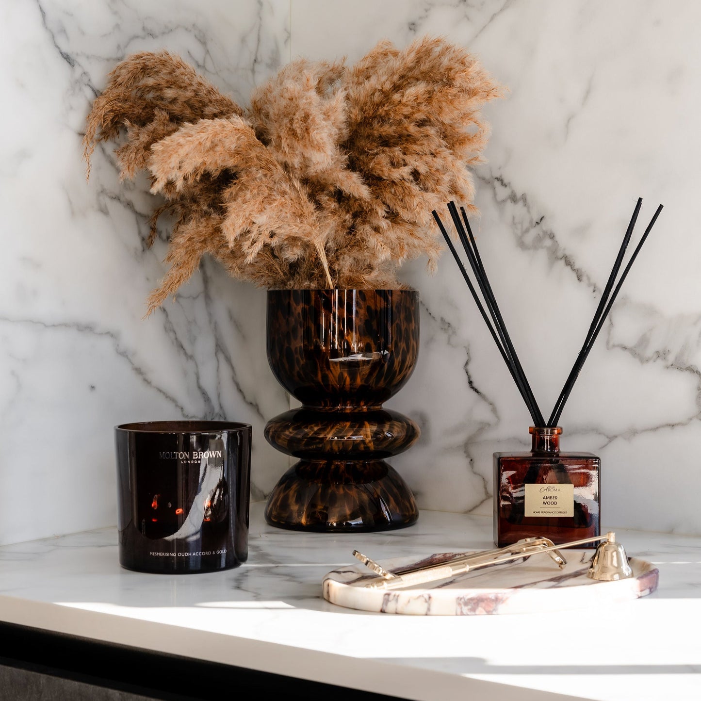 Oval Red Calacatta Viola Marble Tray
