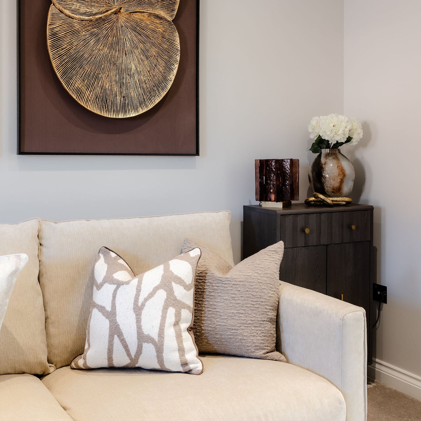 Luxury Beige & Cream Patterned Decorative Cushion
