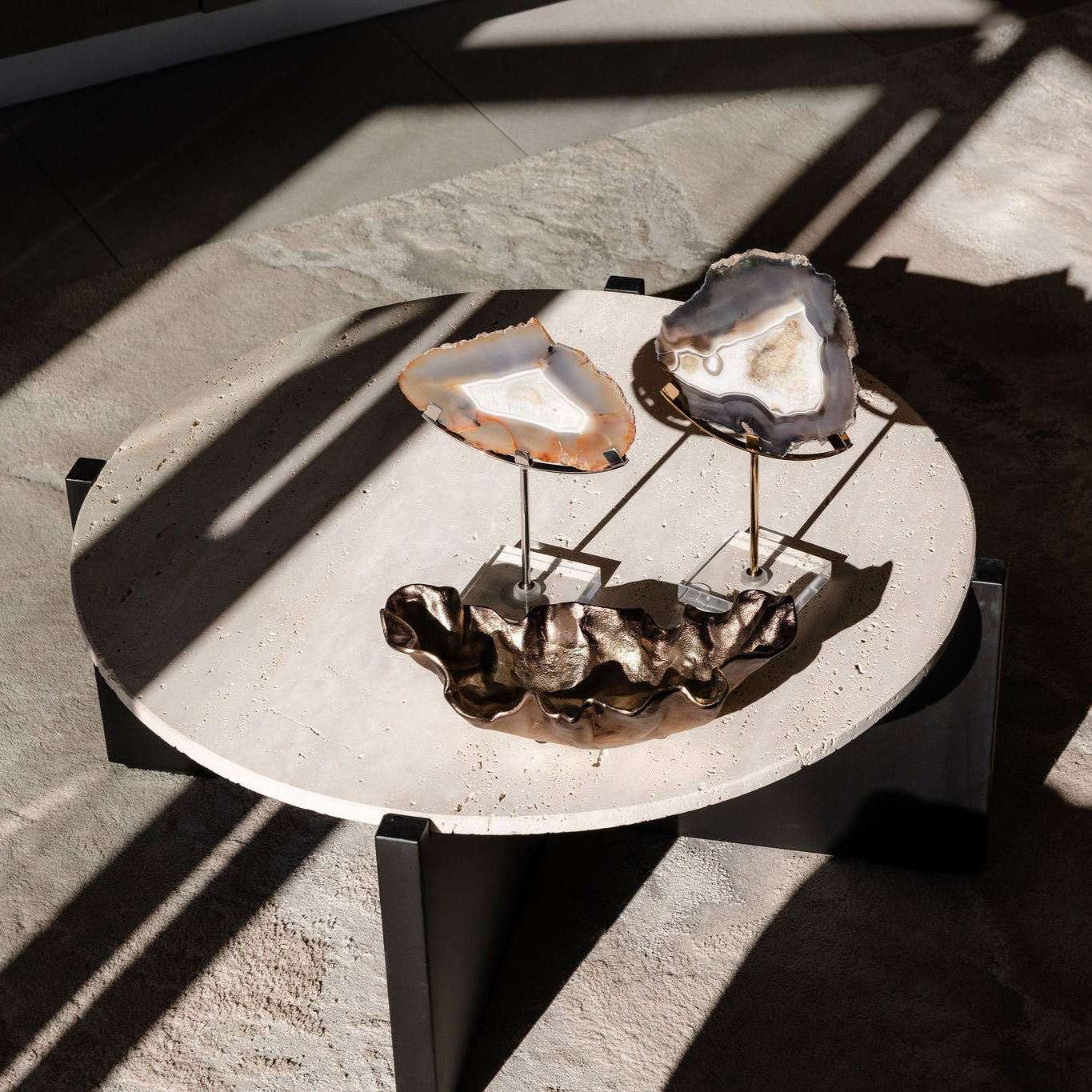 Brown & Gold Agate Crystal Sculpture