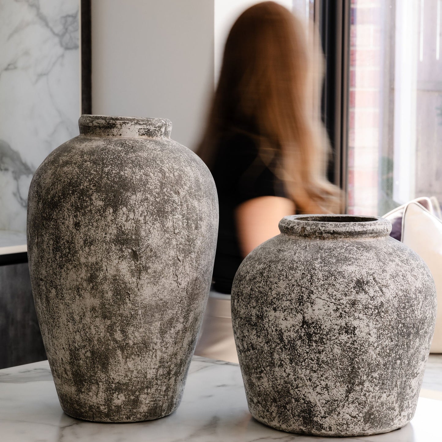 Small Aged Stone Large Ceramic Vase