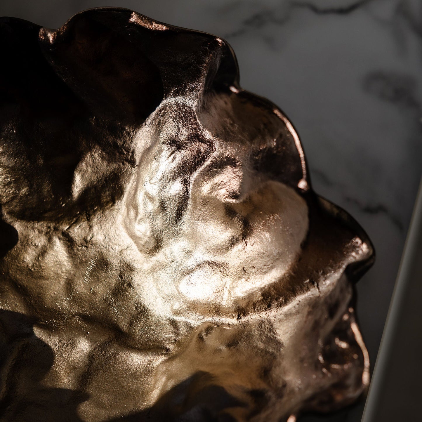 Large Bronze Cast Aluminium Decorative Leaf Bowl