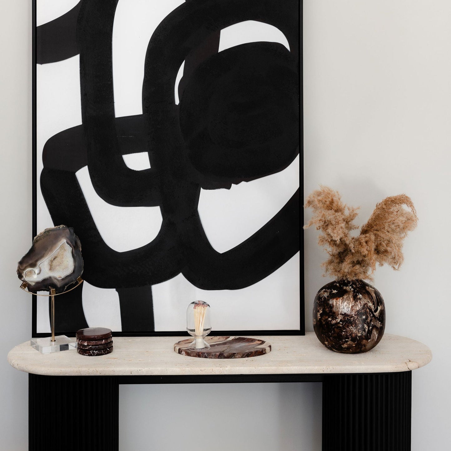 Brown Marbled Round Glass Vase