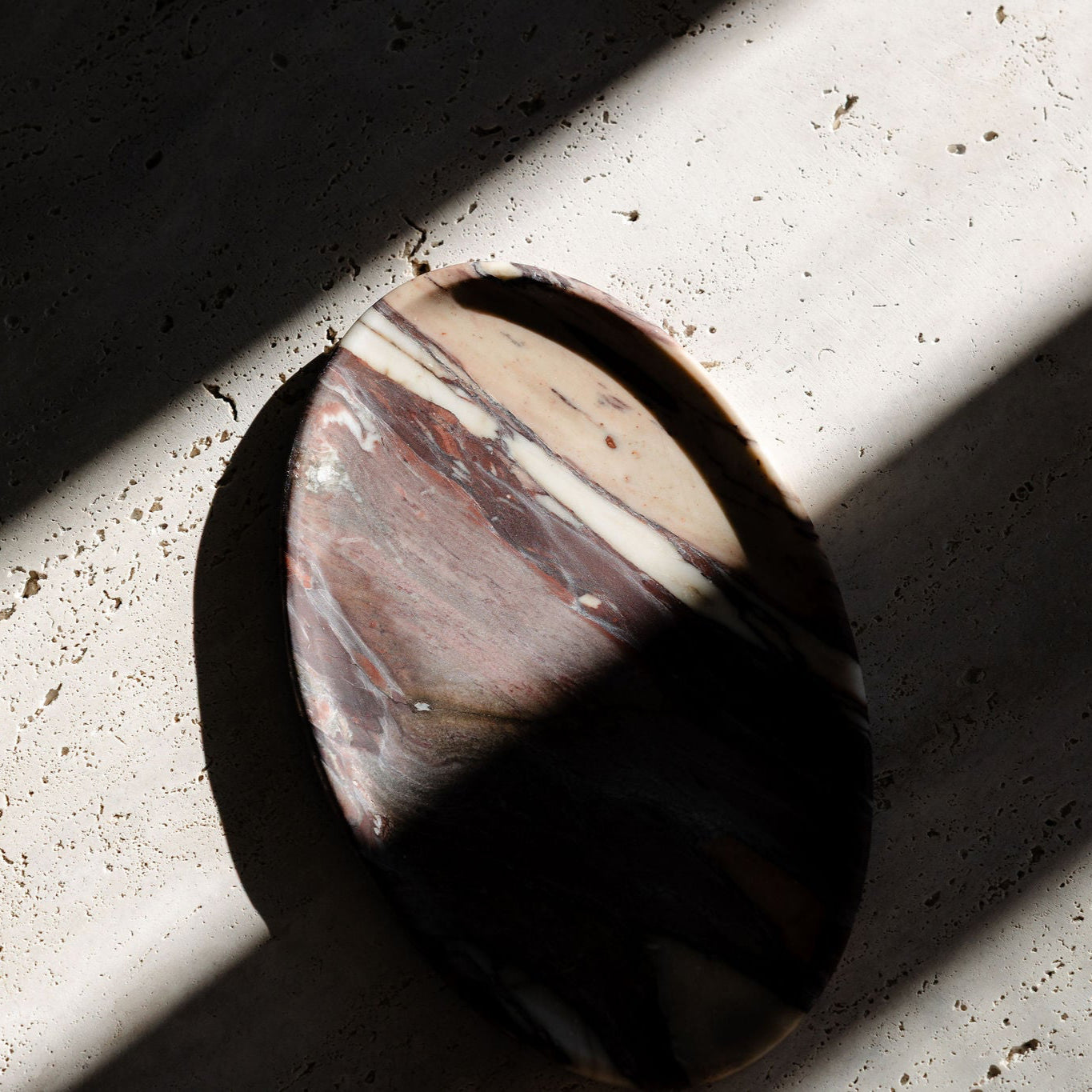 Oval Red Calacatta Viola Marble Tray