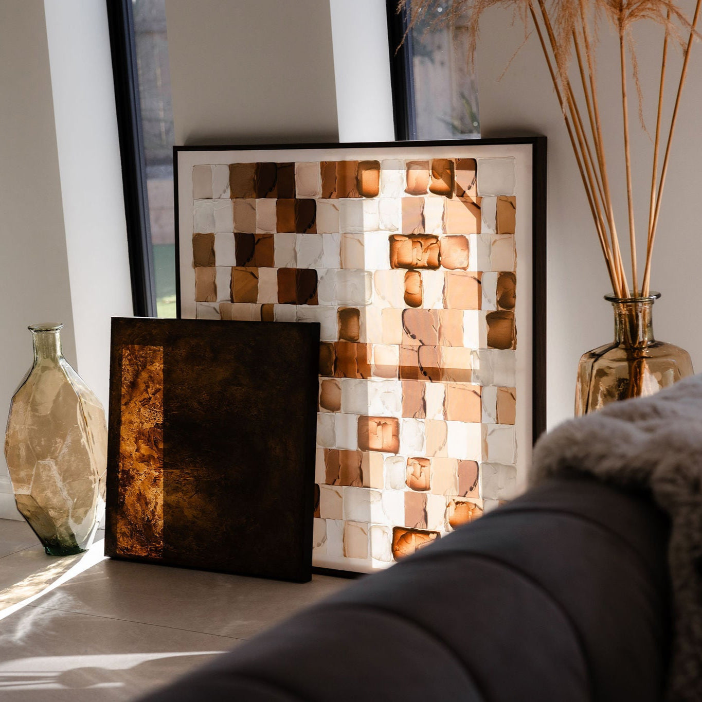 Textures Neutral Tones Framed Wall Art Canvas