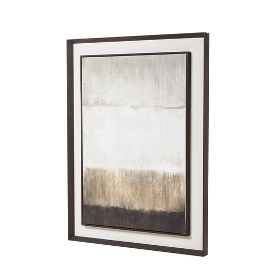 Large Neutral Linen Painting Mounted in Frame