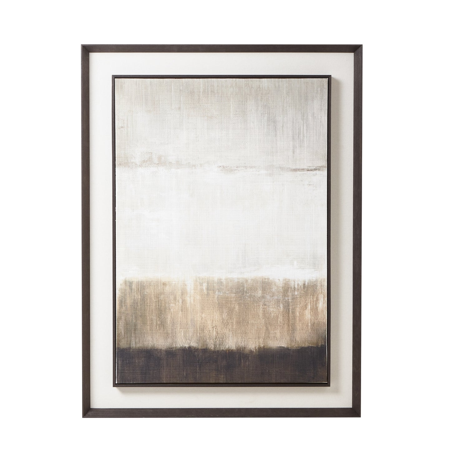 Large Neutral Linen Painting Mounted in Frame