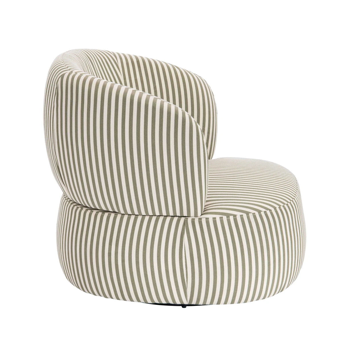 Olive Green and White Stripe Swivel Lounge Chair