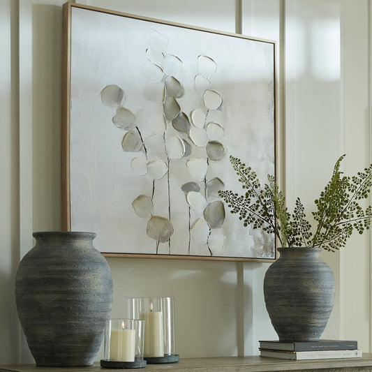 Hand Painted Brown Leaf Framed Canvas Wall Art