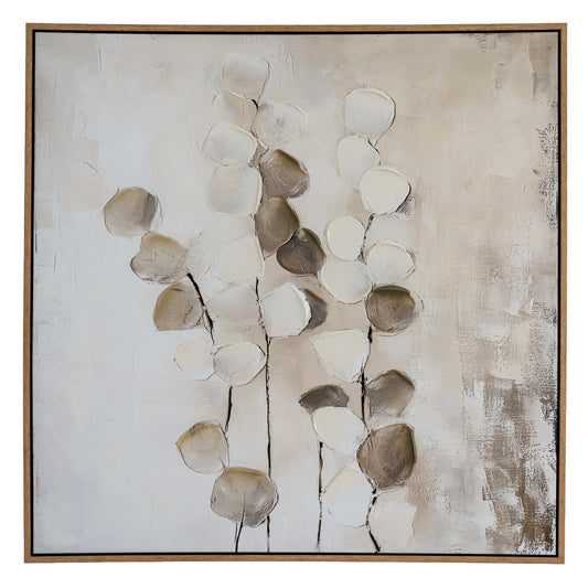 Hand Painted Brown Leaf Framed Canvas Wall Art