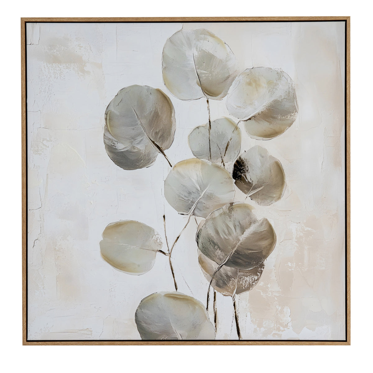 Hand Painted Leaf/Plant Framed Canvas Wall Art