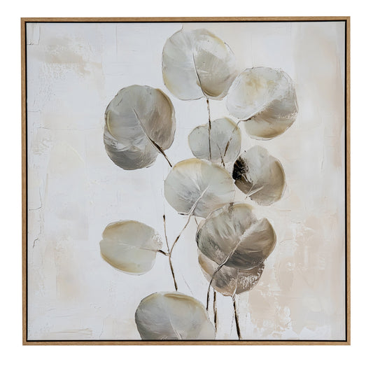 Hand Painted Leaf/Plant Framed Canvas Wall Art