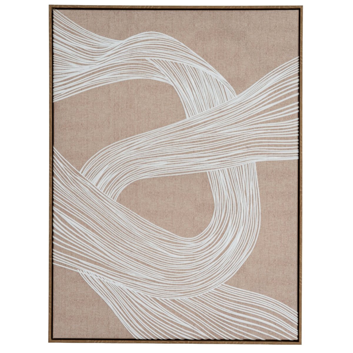 Beige Line Art Famed Canvas Wall Art