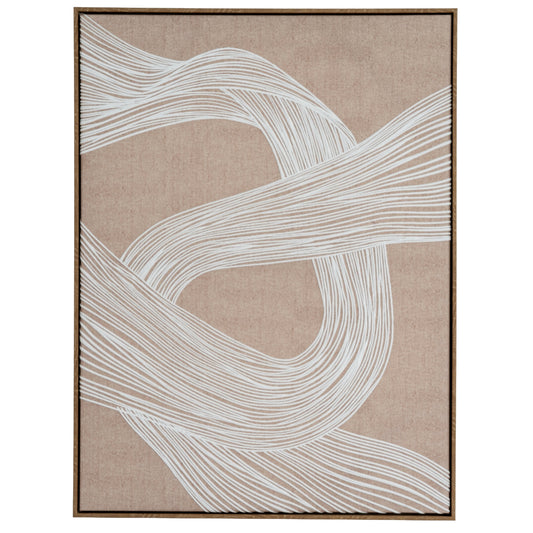 Beige Line Art Famed Canvas Wall Art