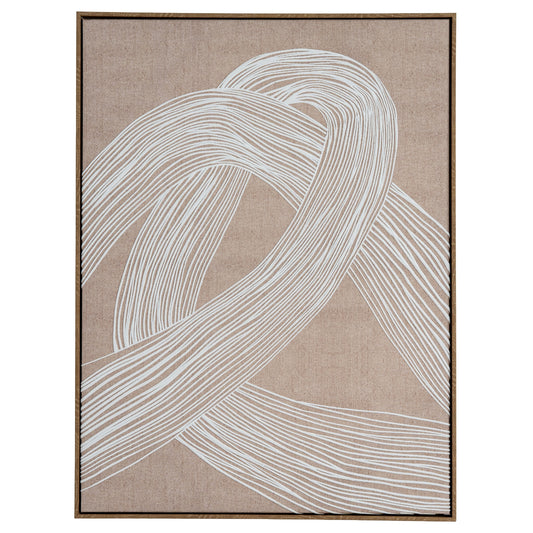Beige & White Line Art Famed Canvas Wall Art