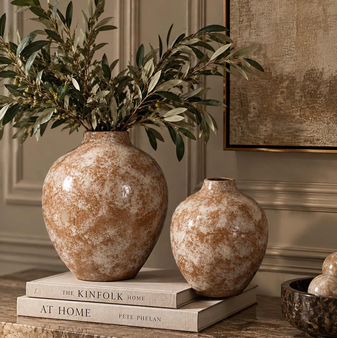 Antique Taupe Reactive Glaze Vase | Large