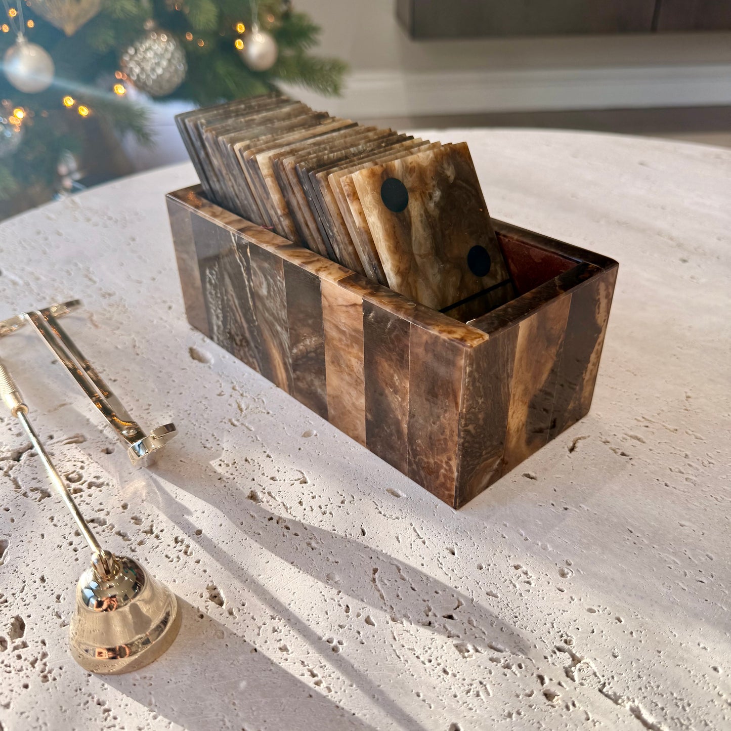 Brown Wood Decorative Dominos Games Ornament Set