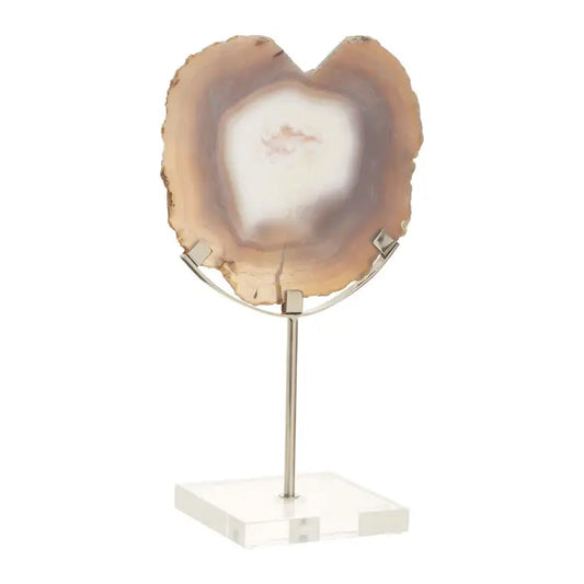 White & Silver Agate Crystal Sculpture