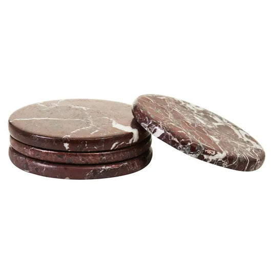 Burgundy Red Marble Set Of 4 Coasters