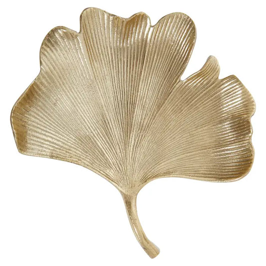 Large Antique Gold Finish Leaf Dish Bowl