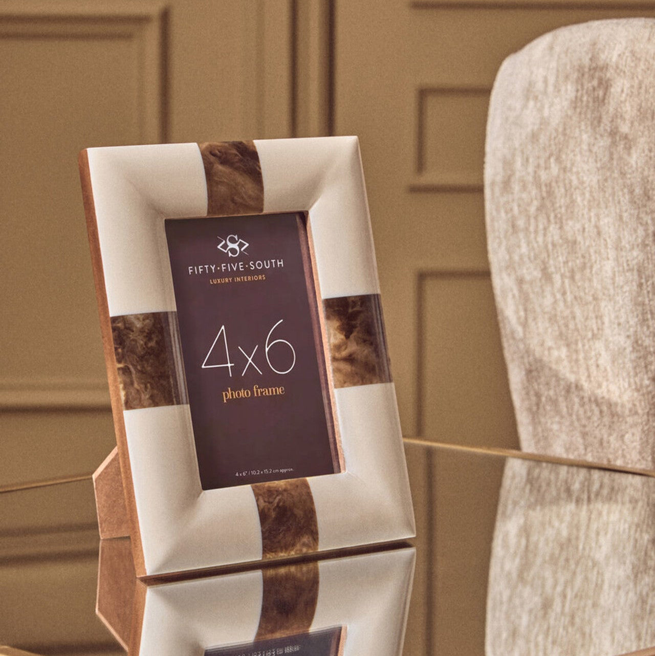 Cream & Wood Brown Photo Frame 4 x 6in