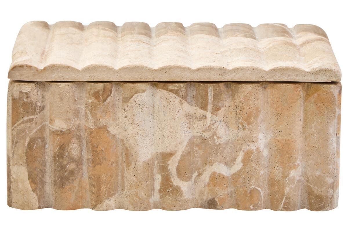 Rectangle Chocolate Brown Marble Fluted Box