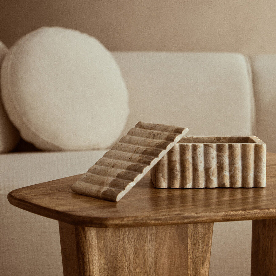 Rectangle Chocolate Brown Marble Fluted Box