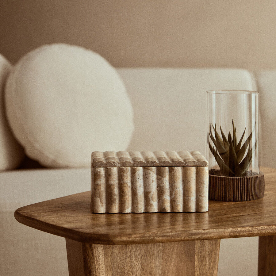 Rectangle Chocolate Brown Marble Fluted Box