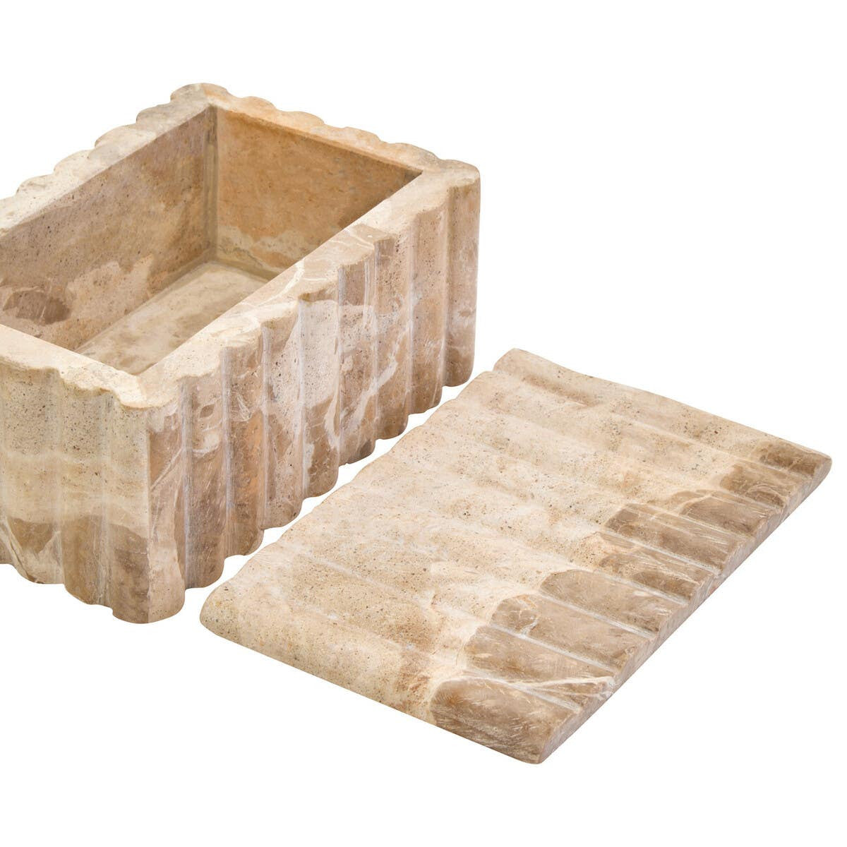 Rectangle Chocolate Brown Marble Fluted Box