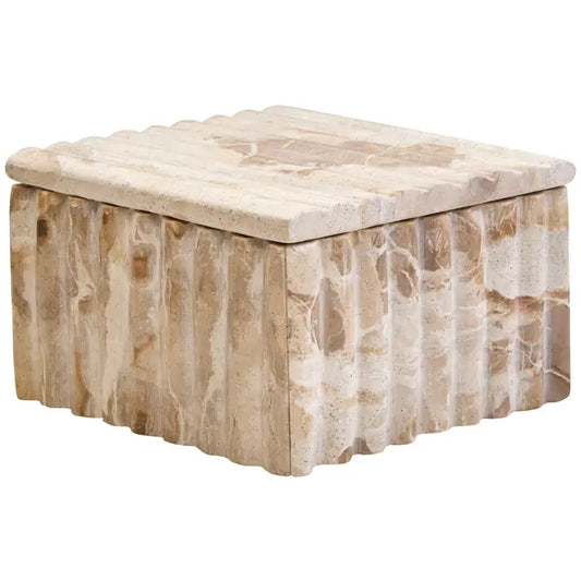 Square Chocolate Beige Marble Fluted Box