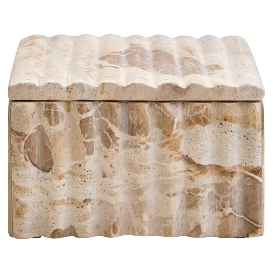 Square Chocolate Beige Marble Fluted Box