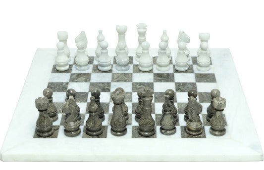 Grey & White Marble Decorative Chess Set
