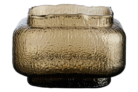 Brown Textured Glass Wide Vase