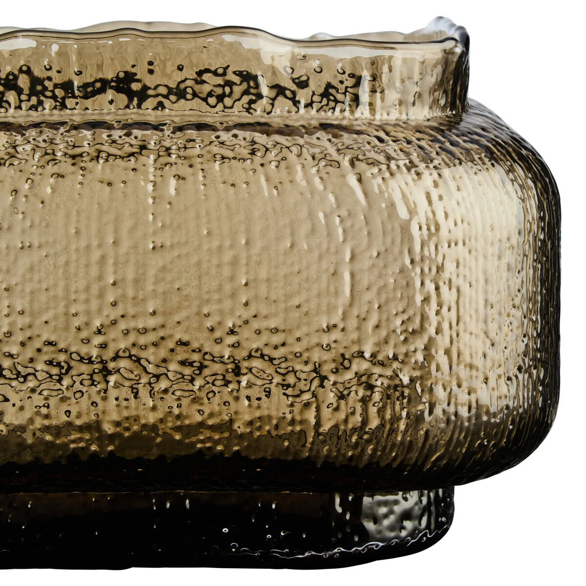Brown Textured Glass Wide Vase