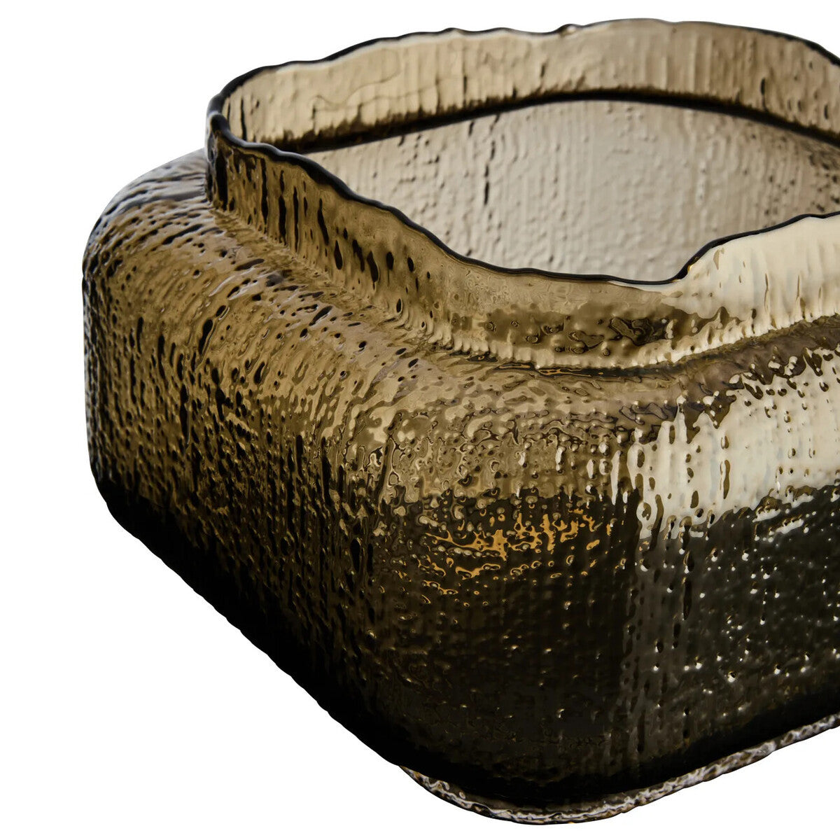 Brown Textured Glass Wide Vase