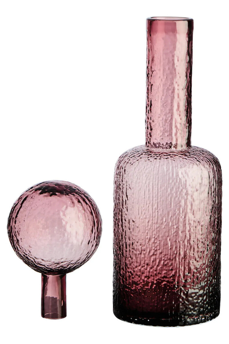Pink Textured Glass Bottle | Small