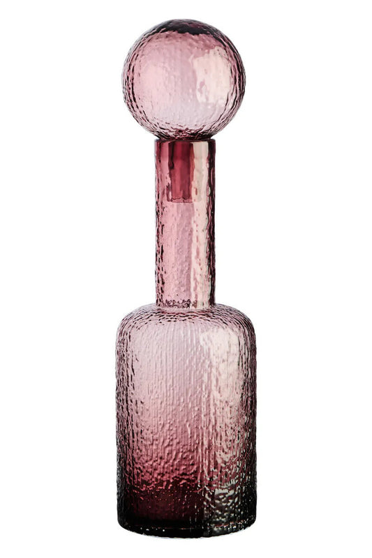 Pink Textured Glass Bottle | Small