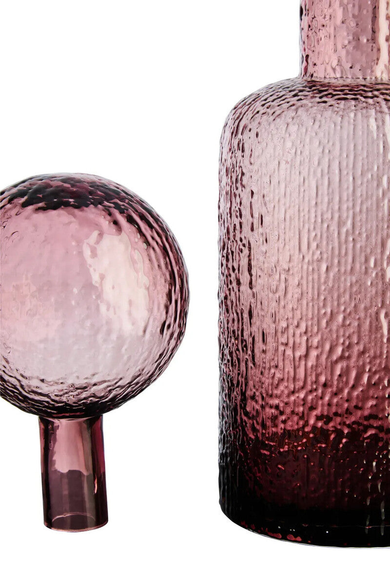 Pink Textured Glass Bottle | Small