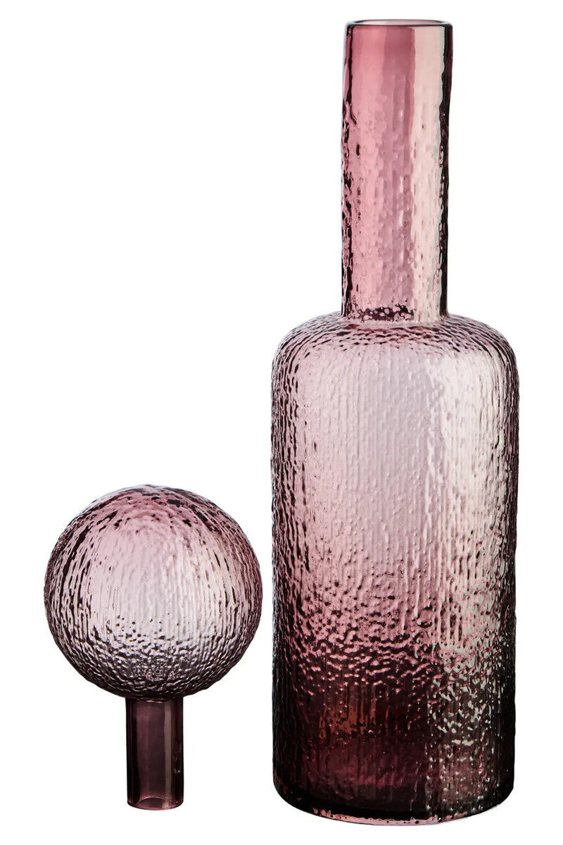 Pink Textured Glass Bottle | Large