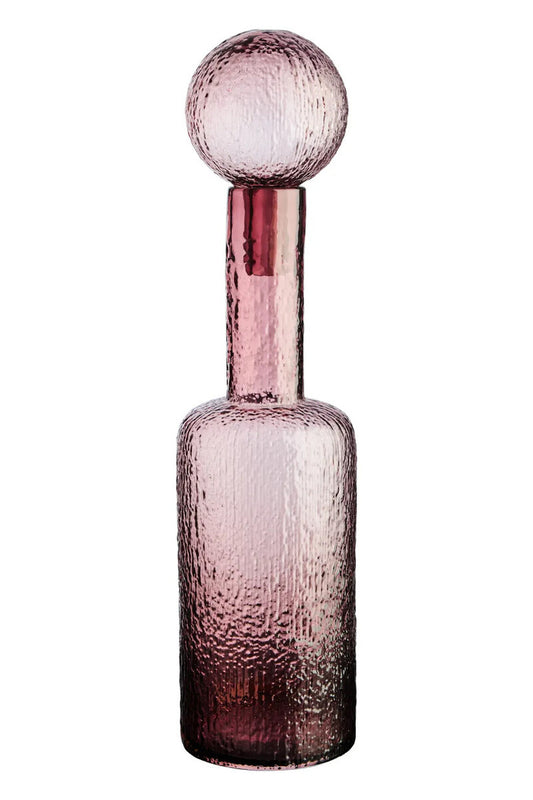 Pink Textured Glass Bottle | Large