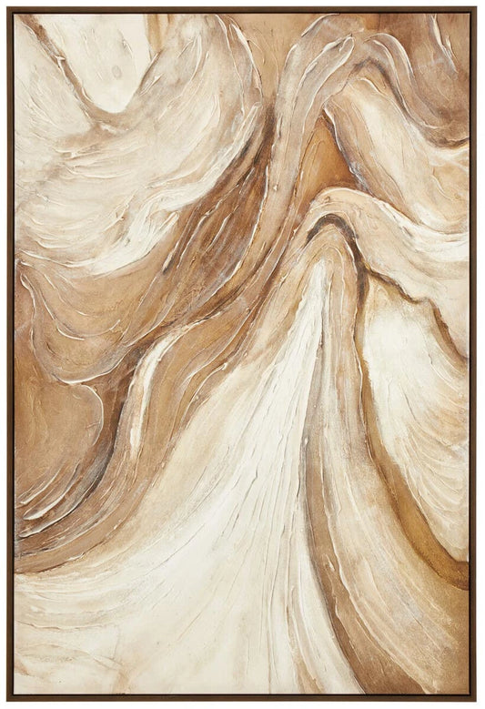Neutral & Brown Abstract Textured Wall Art Framed Canvas