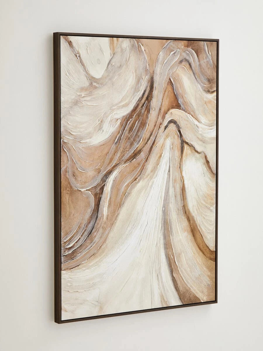 Neutral & Brown Abstract Textured Wall Art Framed Canvas