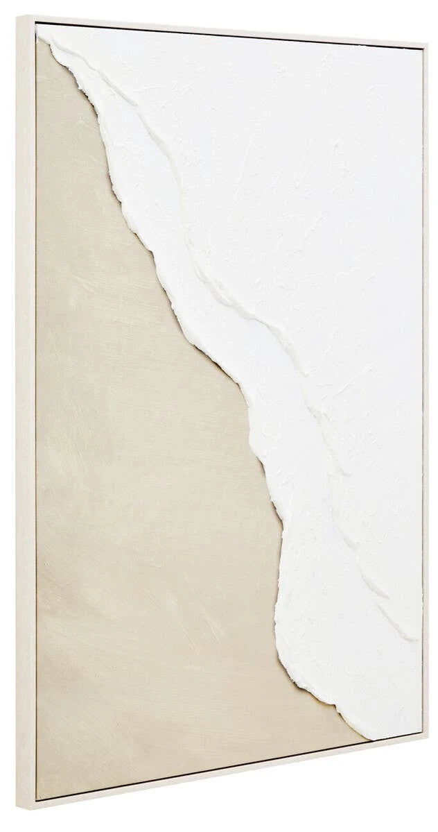 Neutral & White Abstract Textured Wall Art Framed Canvas
