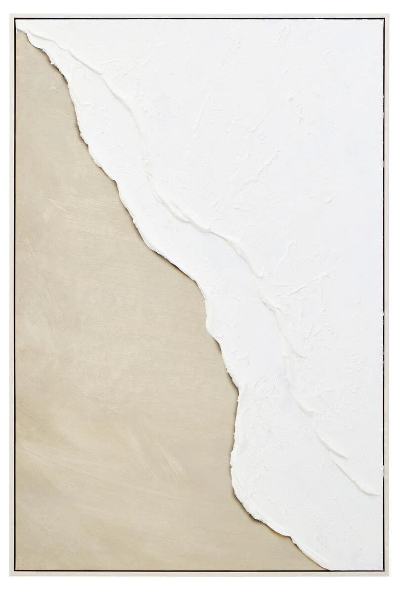 Neutral & White Abstract Textured Wall Art Framed Canvas
