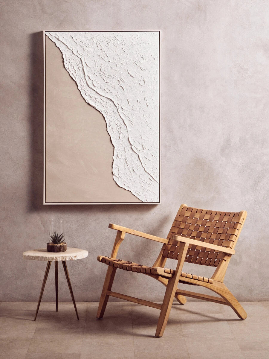 Neutral & White Abstract Textured Wall Art Framed Canvas