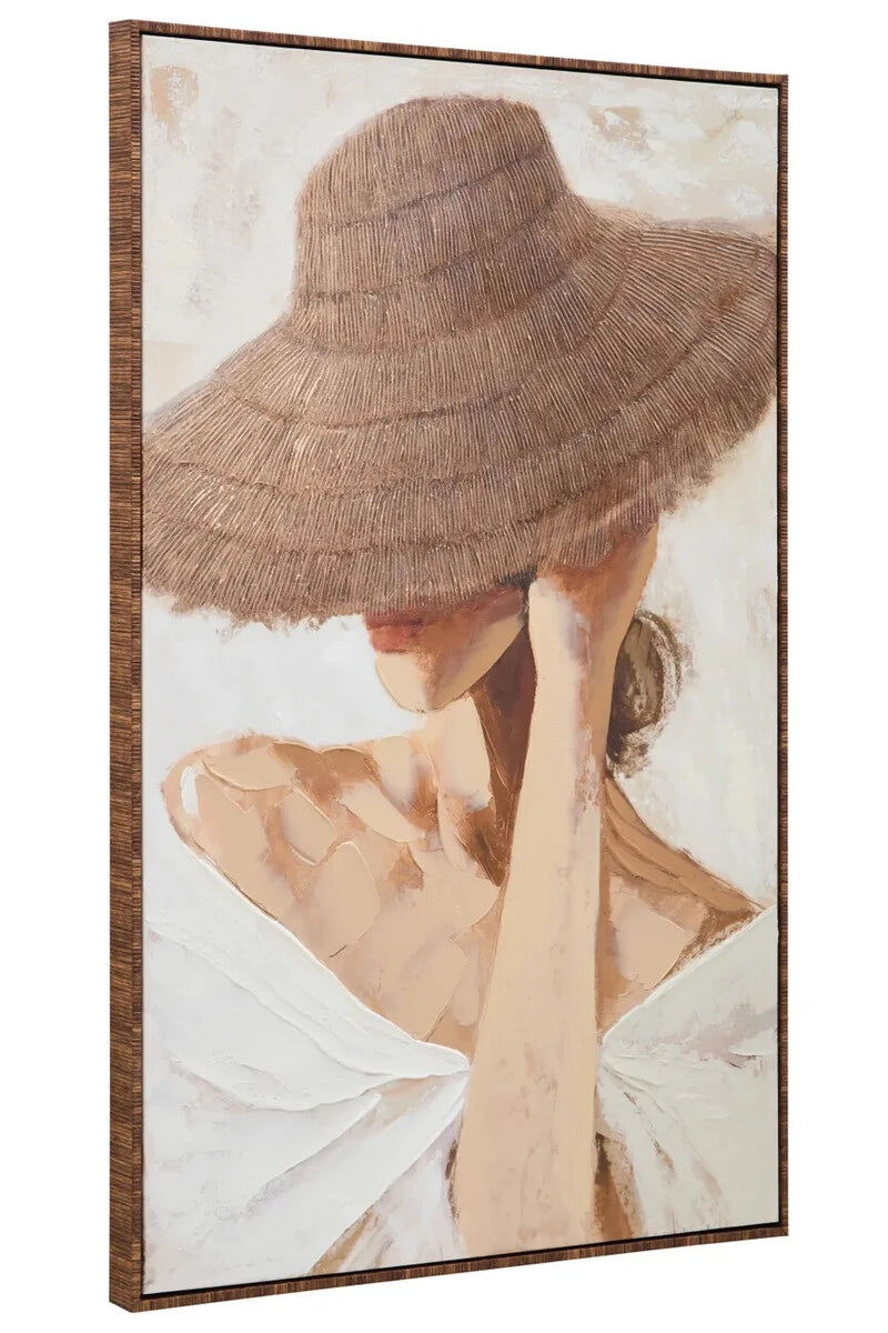 Neutral Textured Lady Figure Wall Art Framed Canvas