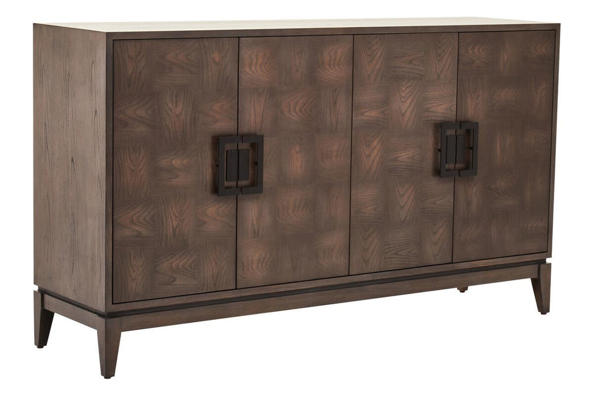 4 Door Antique Grey Wood Sideboard